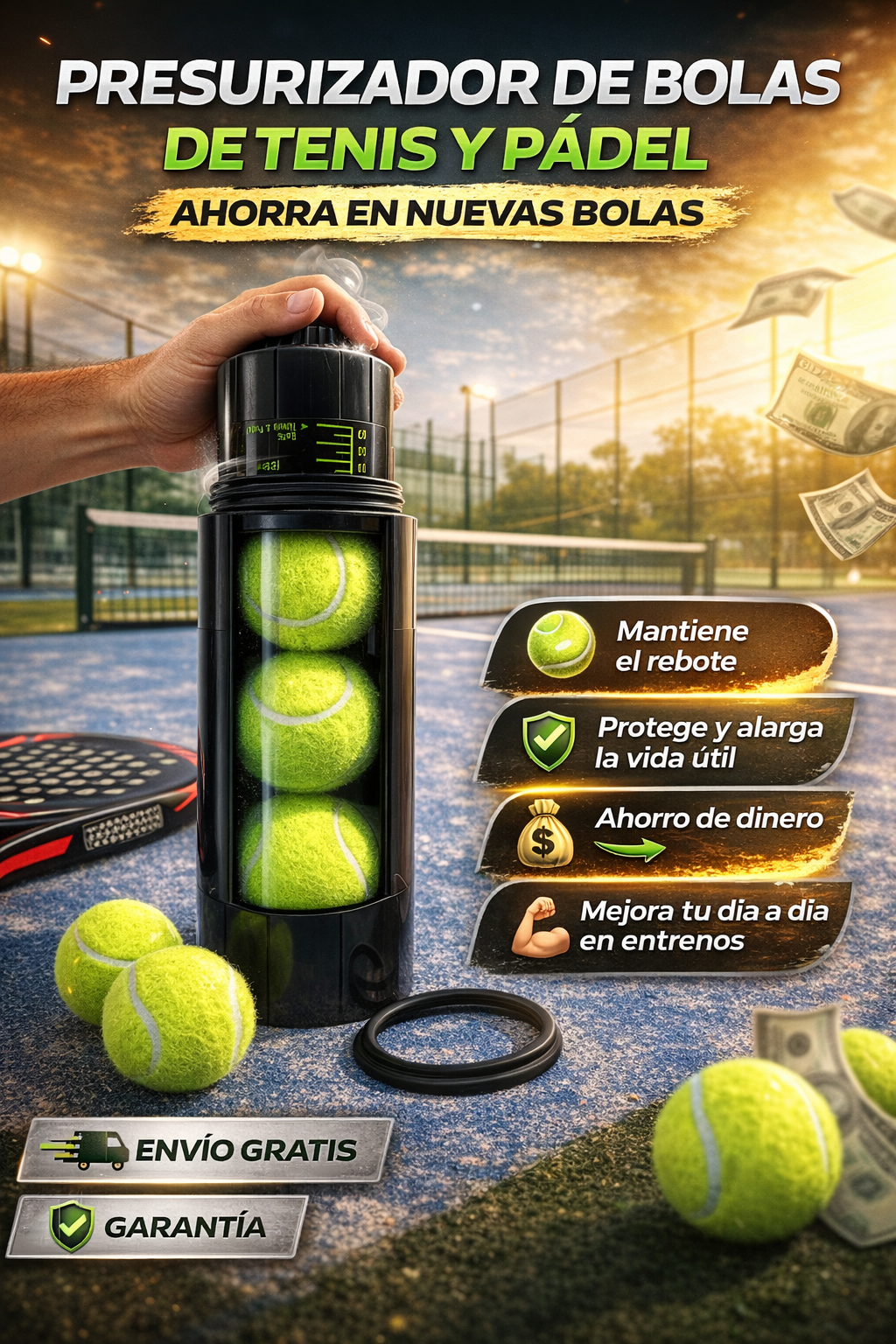 Presurizador para pelotas de pádel y tenis